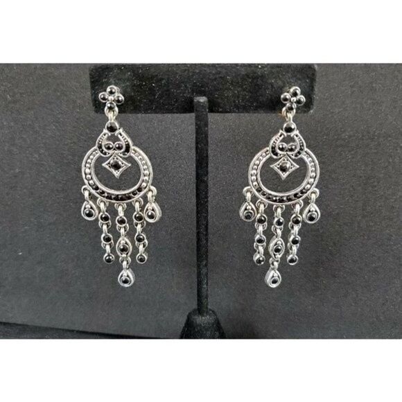 Monet Jewelry - VINTAGE Jewelry MONET Silver Tone Gemstone Dangle Earrings